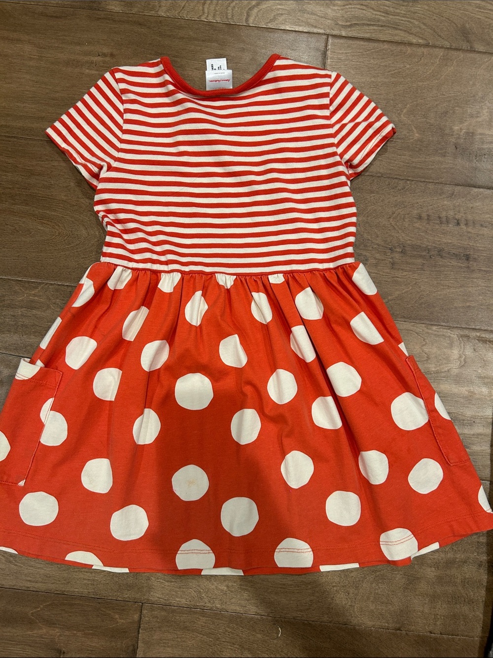 Hanna Andersson Red and White Striped & Polka Dot Casual Dress - Picture 2 of 4